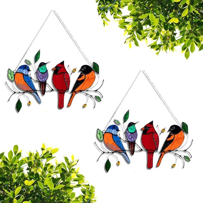 Birds Stained Glass Window Hangings