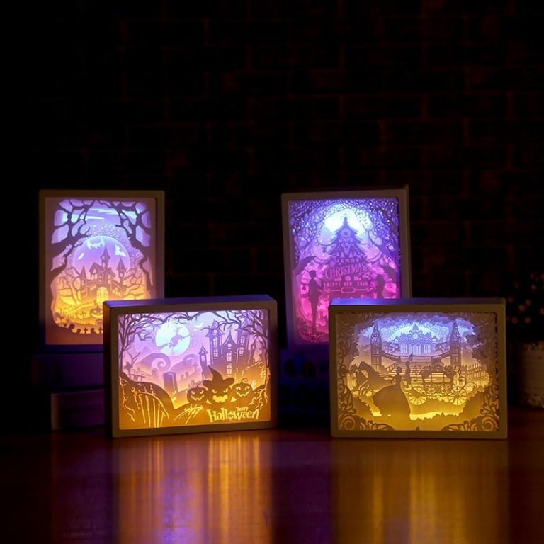 3D Paper Carving Night Light - Papercut Lightbox LED Table Lamp Home Decor