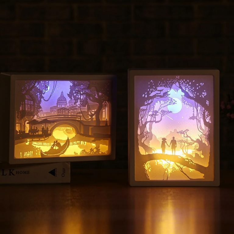 3D Paper Carving Night Light - Papercut Lightbox LED Table Lamp Home Decor
