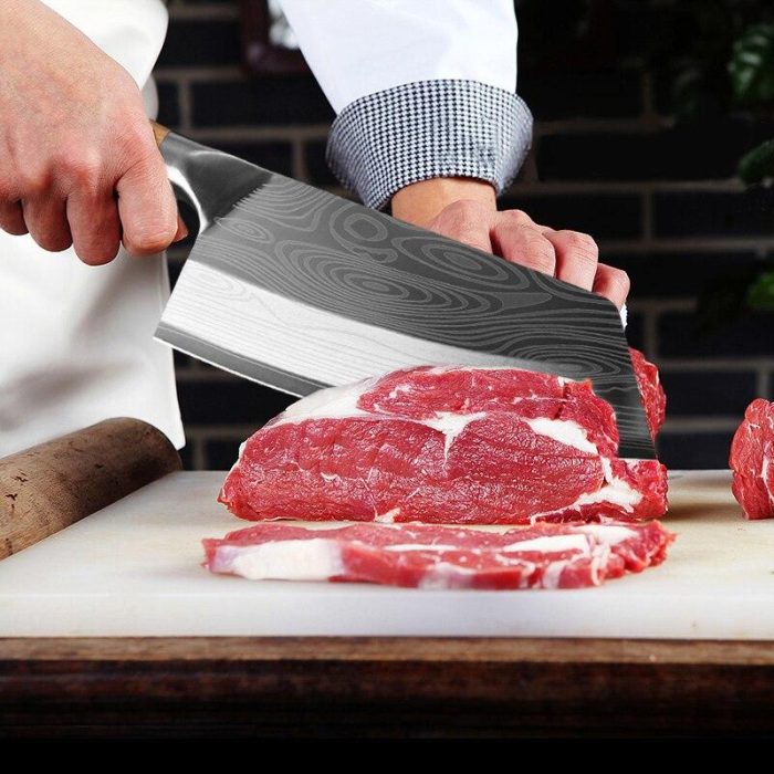 Chef Knife, Damascus Chef Knife, Butcher Knife, Wood Handle Cleaver Meat Chopping Knife
