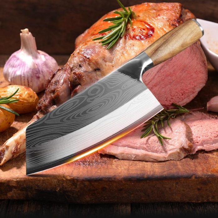 Chef Knife, Damascus Chef Knife, Butcher Knife, Wood Handle Cleaver Meat Chopping Knife