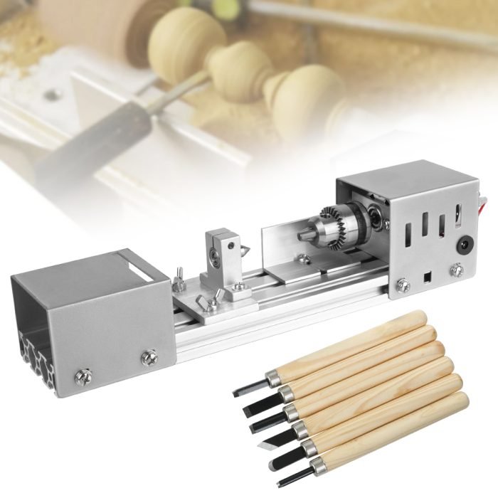 Mini Lathe for Wood and Metal with Polishing and Cutting Capabilities