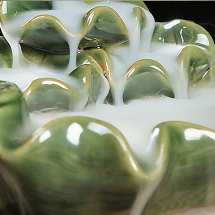 The Green Lotus Aromatherapy Waterfall Incense Burner For Gift, Home And Office With 20 Incense Cones