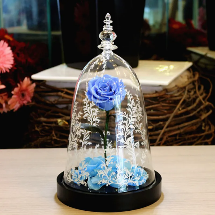 Immortal Enchanted Bell Rose Led Glass Display