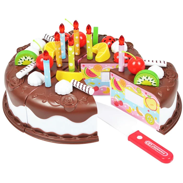 37Pcs Kitchen Toys Cake Food Kids Pretend Play Cutting Fuit Birthday Cake Food Toys For Dolls Girls Role Play Game