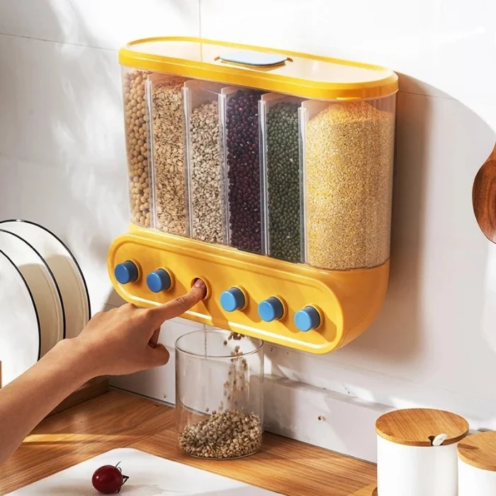 Food Grain Storage Boxes Wall Mounted Storage Can Sealed Tank Tank Moisture Proof Rice Buckets Kitchen Classified Container Case