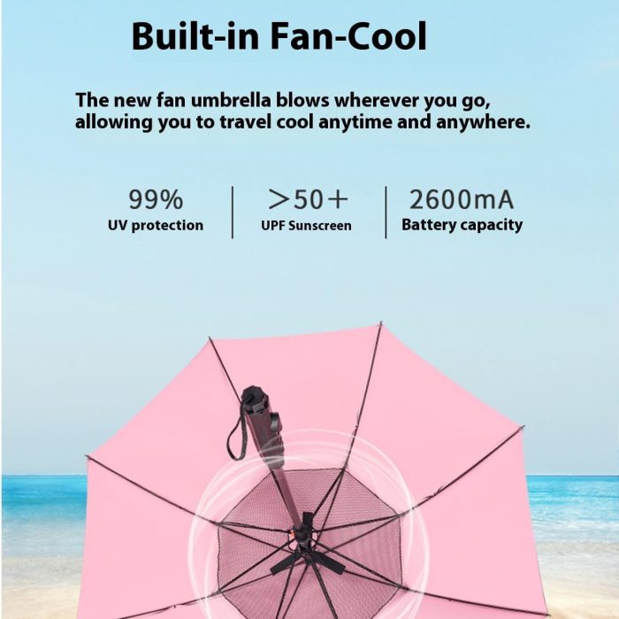 Umbrella with Fan and Spray Long-Handle Summer Umbrella