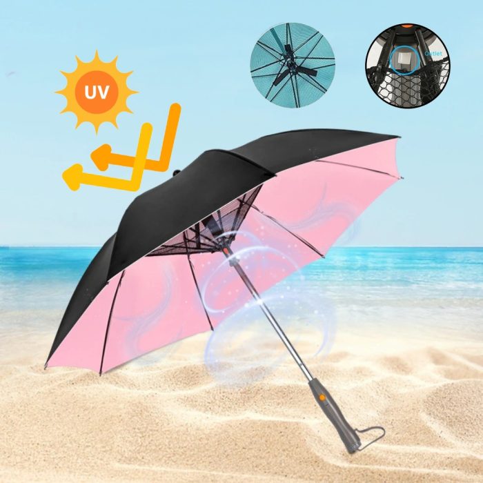 Umbrella with Fan and Spray Long-Handle Summer Umbrella