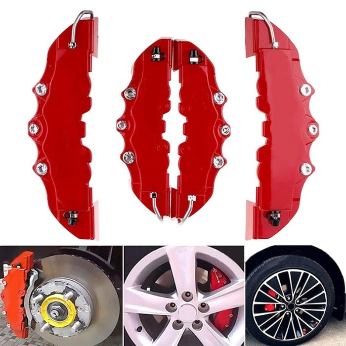 Car Brake Caliper Cover 3D Word Red Brake 4 Pcs Universal Sets