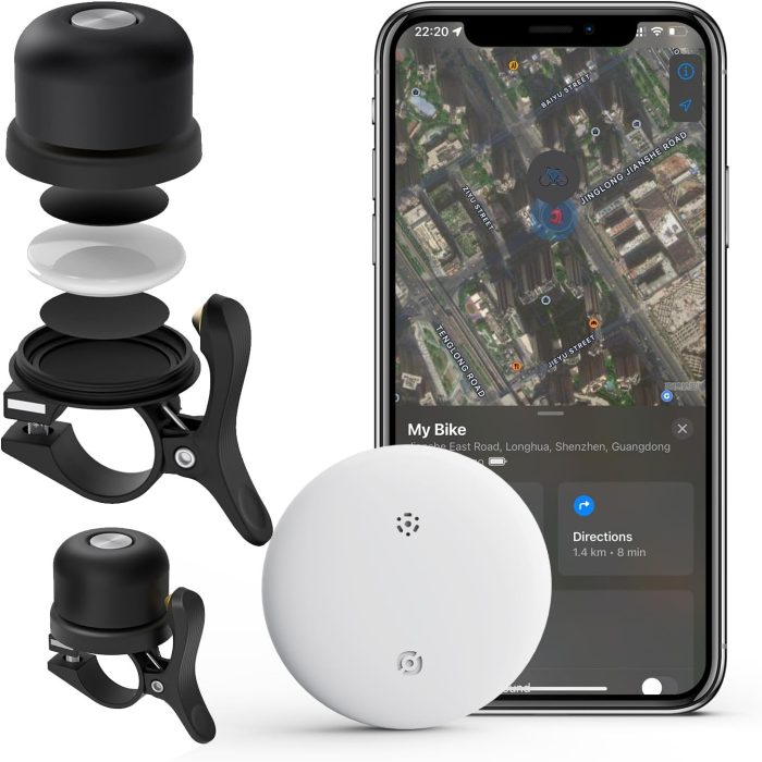 Bike Anti-Theft Tracker, Support Locator Global Tracking, with Bicycle Bell Hidden Holder Accessories