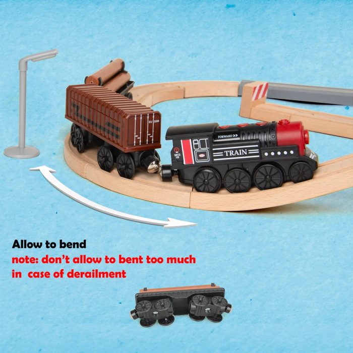 Electric Train Toy for Wooden Track, 3Pcs Train Toy Set, Battery Powered Train Compatible