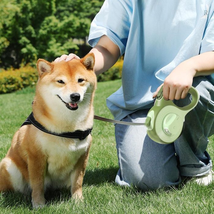 Retractable Dog Leash With Flashlight, 4 In 1 Dog Leash Retractable, Anti-Slip Handle