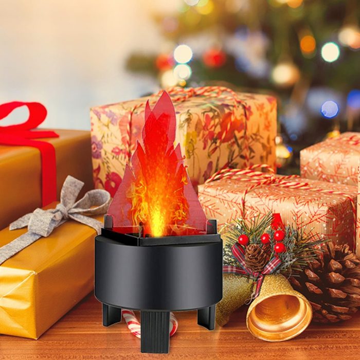 3D Fake Flame Lamp, Electric Campfire Artificial Flickering Flame, Table Lamp Fake Fire Light Realistic Flame