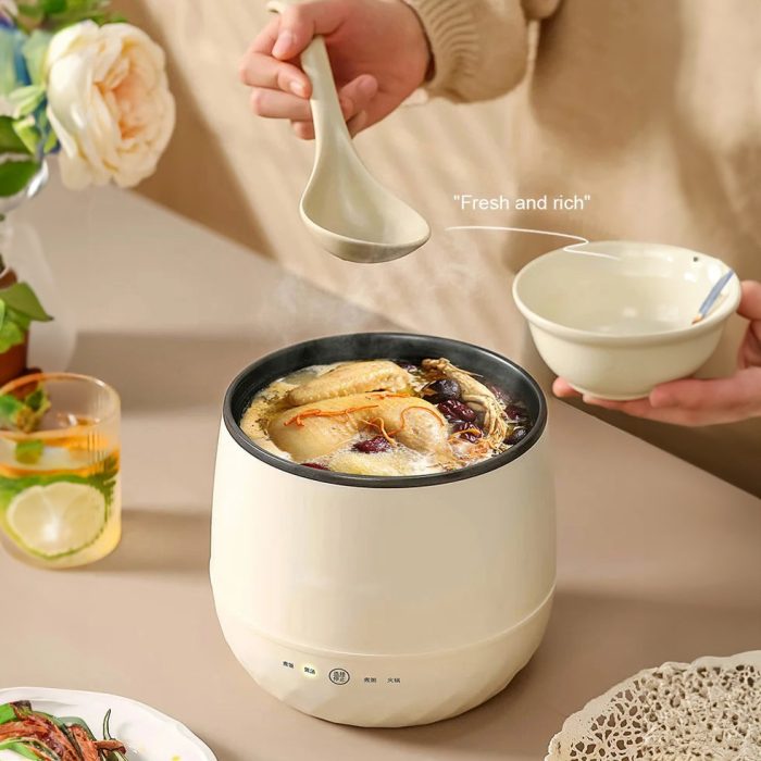 Mini Multi-Function Electric Rice Cooker 1.8L, Hotpot, Non-Stick Ceramic Food Steamer